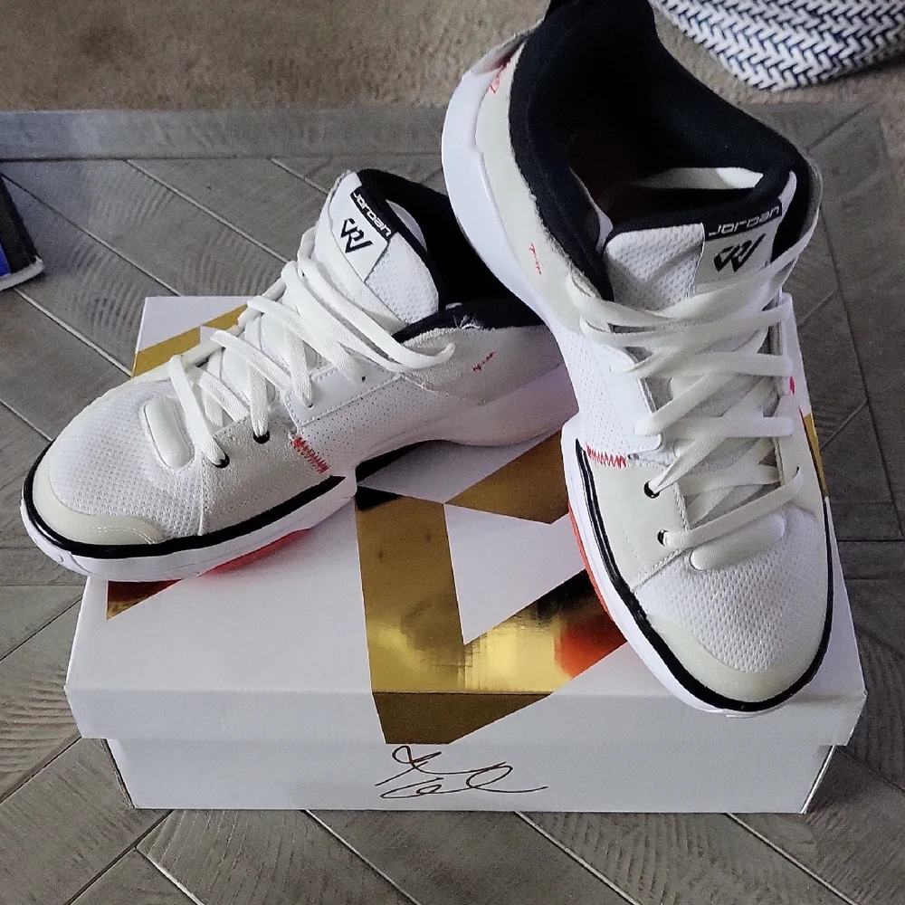 Jordan One Take 5 White Athletic Sneakers Black Red With Box